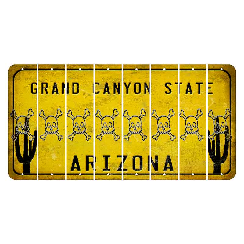 Arizona Yellow Cut License Plate Strips (Set of 8) Skier