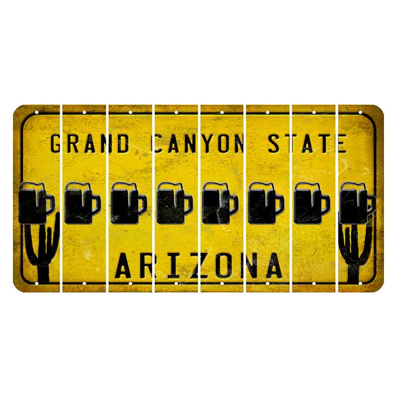 Arizona Yellow Cut License Plate Strips (Set of 8) Beer Mug