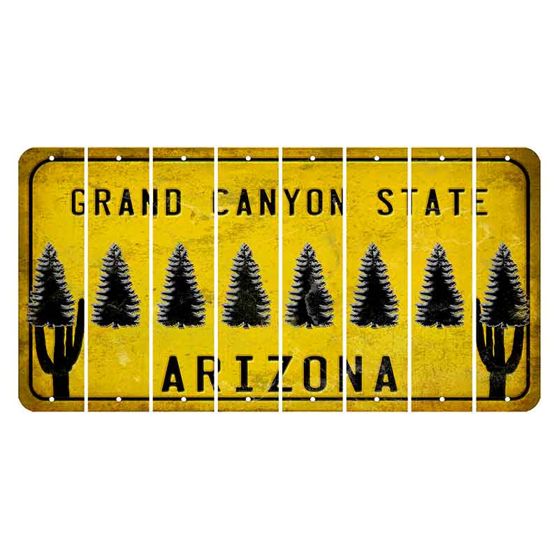 Arizona Yellow Cut License Plate Strips (Set of 8) Pig