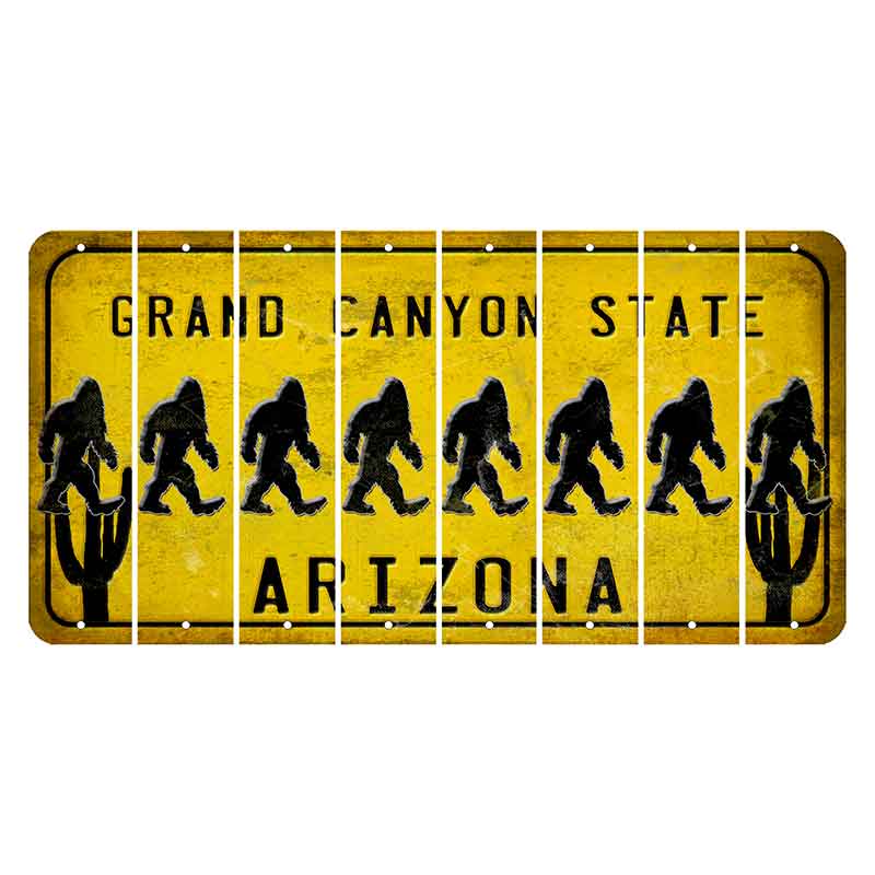 Arizona Yellow Cut License Plate Strips (Set of 8) Bigfoot