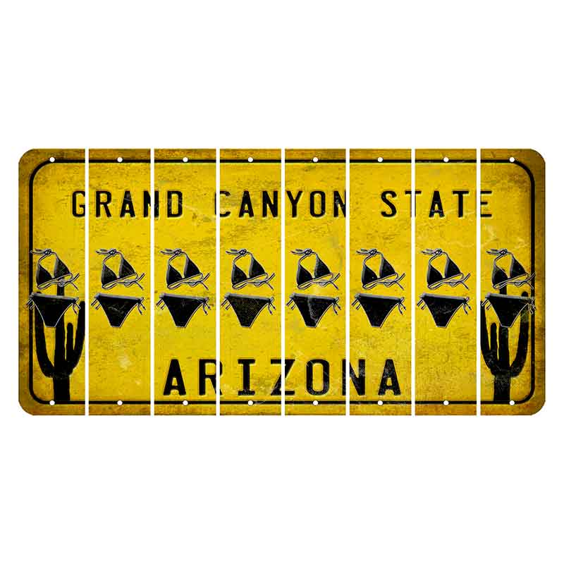 Arizona Yellow Cut License Plate Strips (Set of 8) Bikini