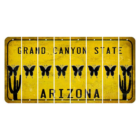 Arizona Yellow Cut License Plate Strips (Set of 8) Butterfly
