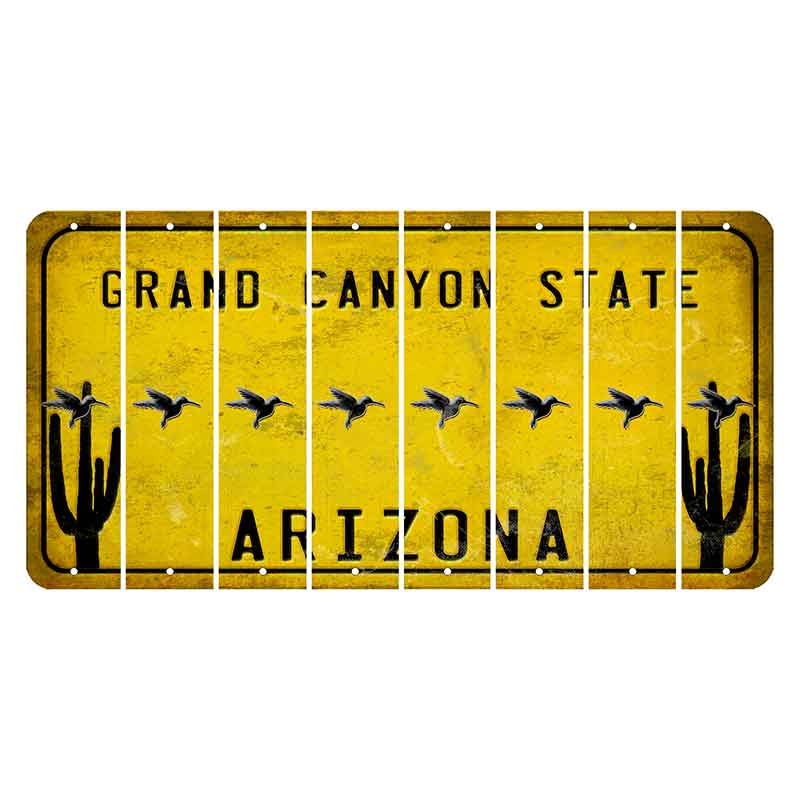 Arizona Yellow Cut License Plate Strips (Set of 8) Howling Wolf