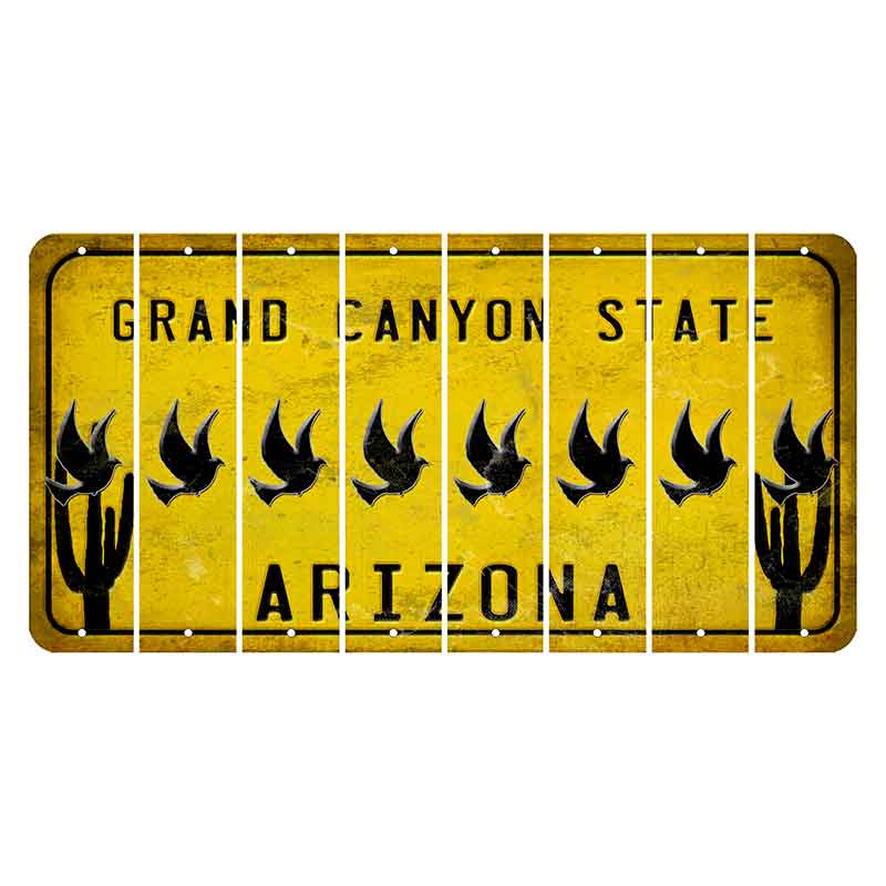 Arizona Yellow Cut License Plate Strips (Set of 8) Donkey