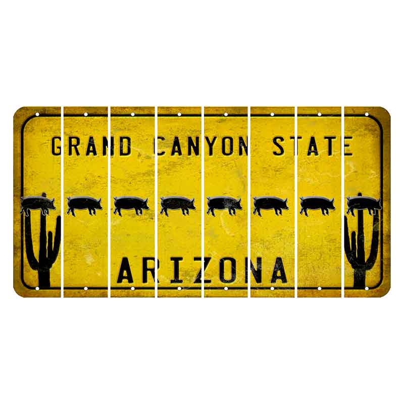 Arizona Yellow Cut License Plate Strips (Set of 8) Pickleball