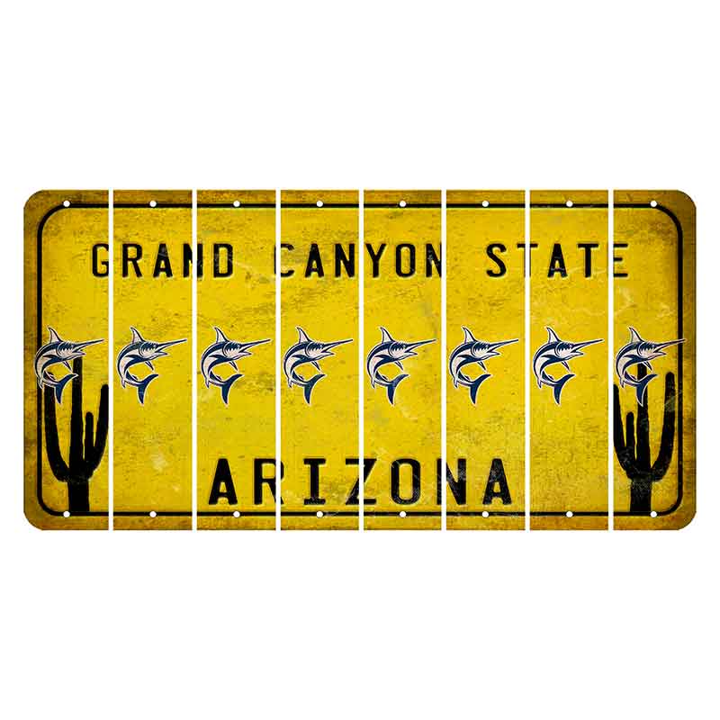 Arizona Yellow Cut License Plate Strips (Set of 8) Sugar Skull