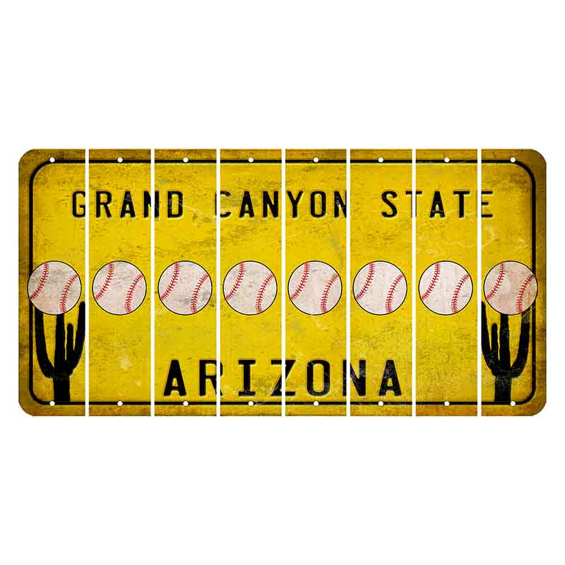 Arizona Yellow Cut License Plate Strips (Set of 8) Baseball