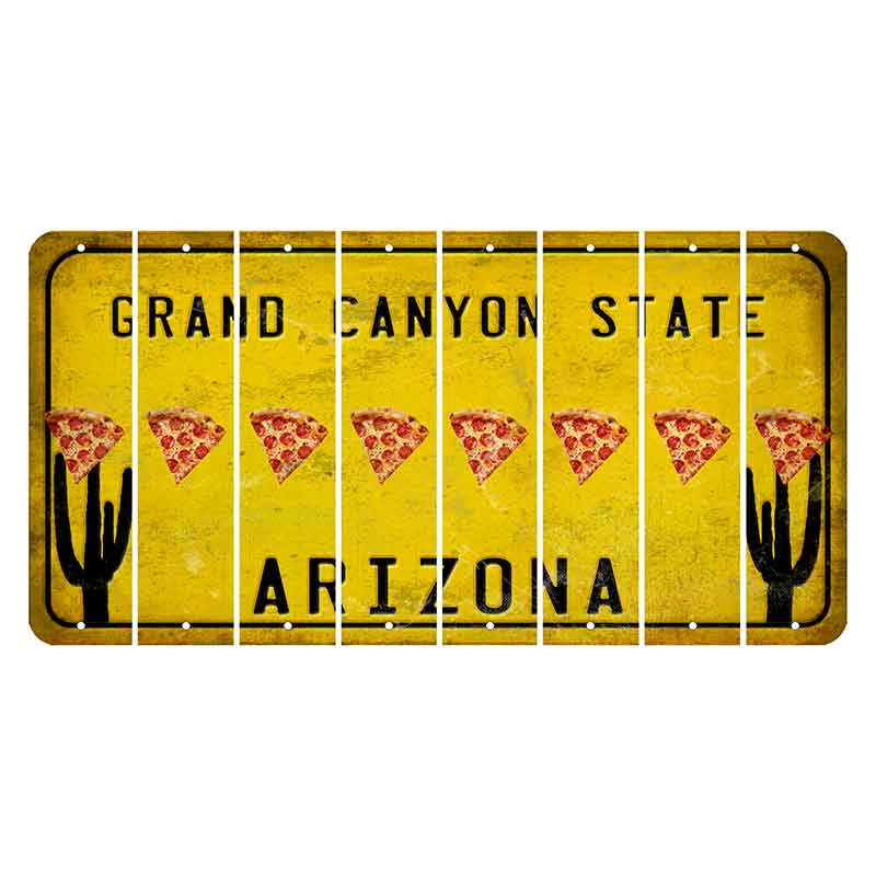 Arizona Yellow Cut License Plate Strips (Set of 8) Pine Tree