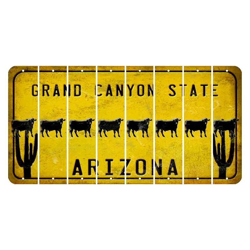 Arizona Yellow Cut License Plate Strips (Set of 8) Crown