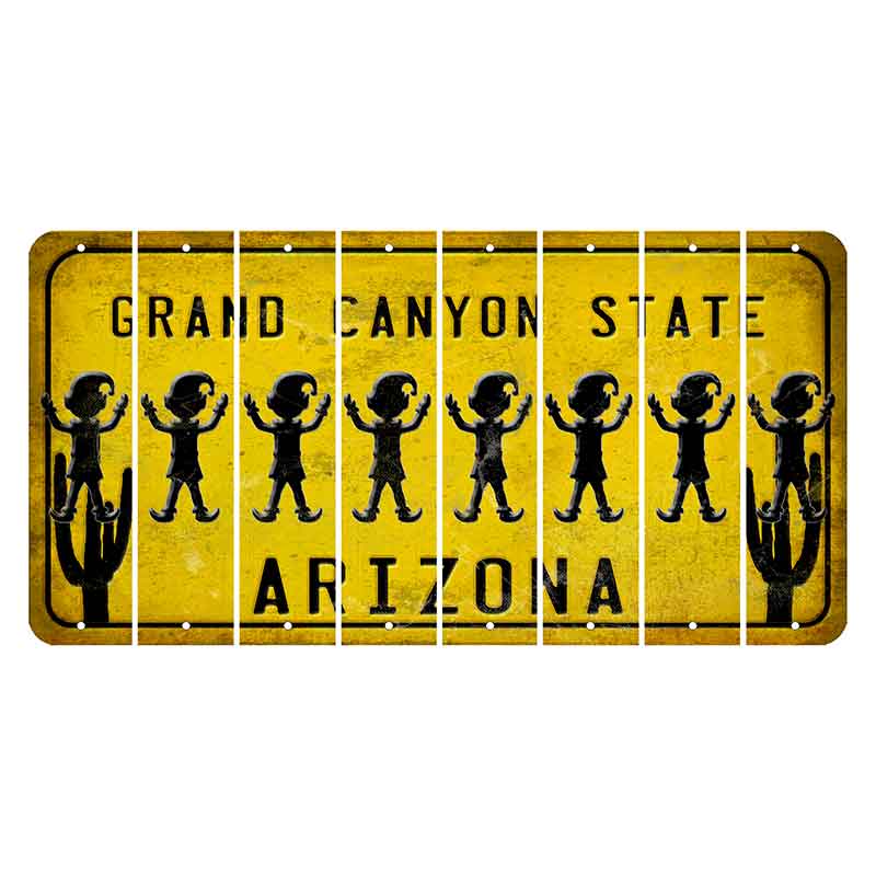 Arizona Yellow Cut License Plate Strips (Set of 8) Elephant