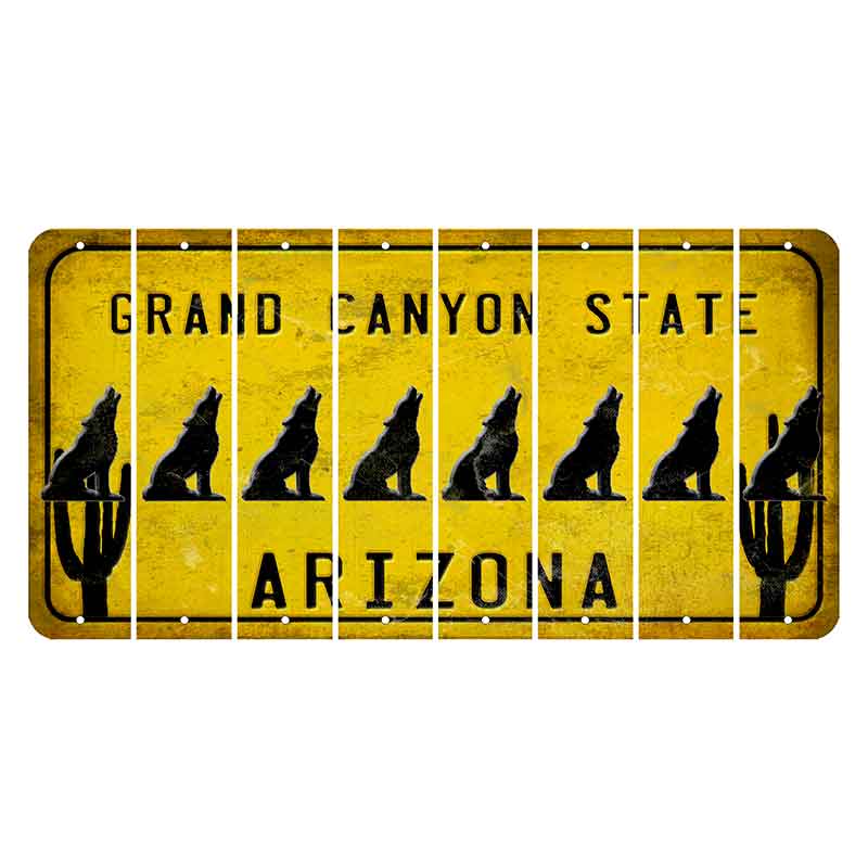 Arizona Yellow Cut License Plate Strips (Set of 8) Hot Rod