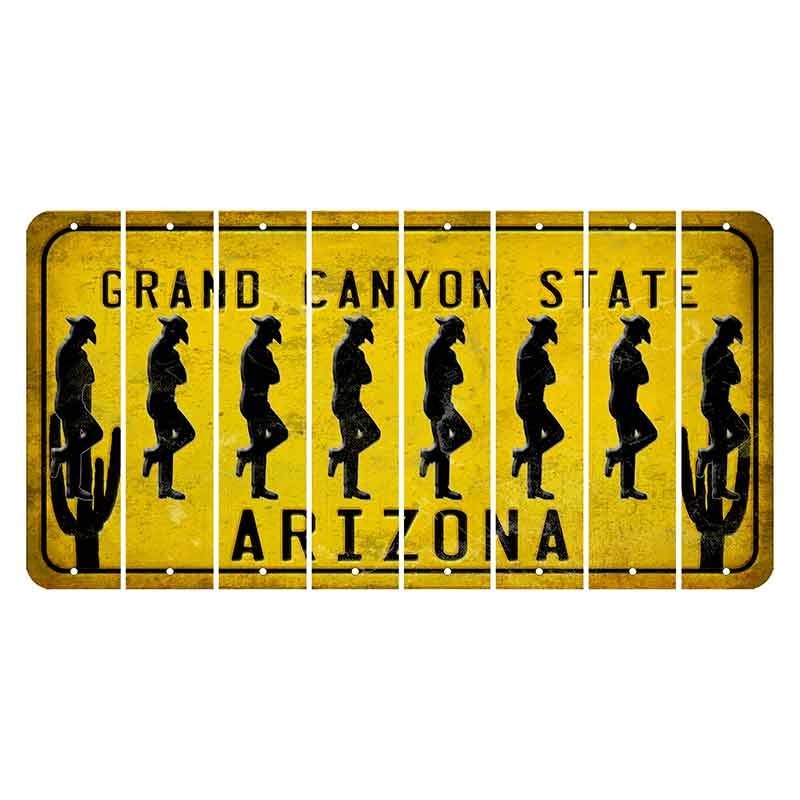 Arizona Yellow Cut License Plate Strips (Set of 8) Cowboy Boot