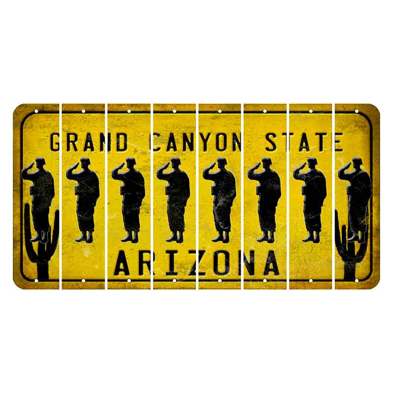 Arizona Yellow Cut License Plate Strips (Set of 8) Soldier - Running