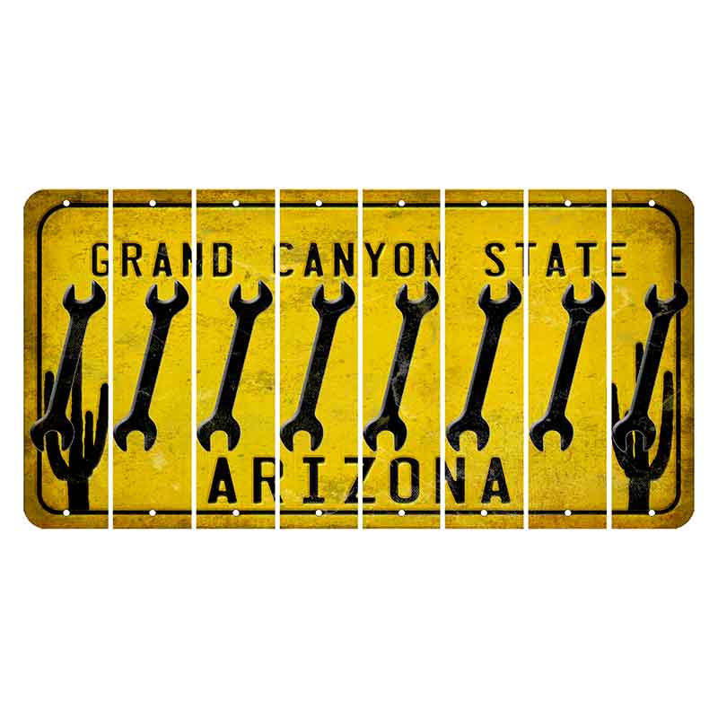 Arizona Yellow Cut License Plate Strips (Set of 8) Wrecking Ball Crane