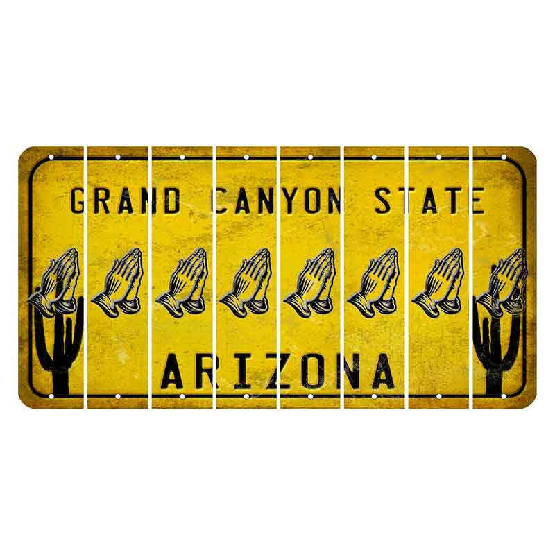 Arizona Yellow Cut License Plate Strips (Set of 8) Pot Leaf
