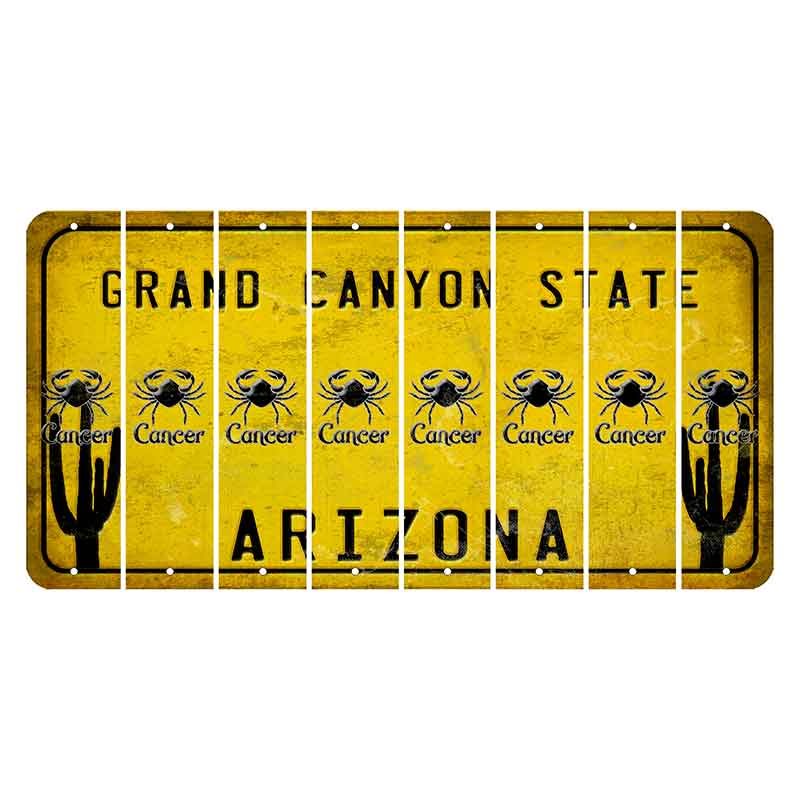 Arizona Yellow Cut License Plate Strips (Set of 8) Zodiac Sign - Aries