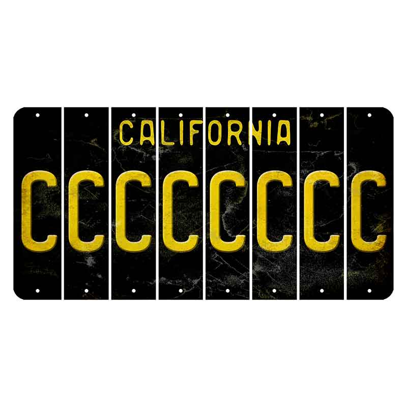 California Black Cut License Plate Strips (Set of 8) C