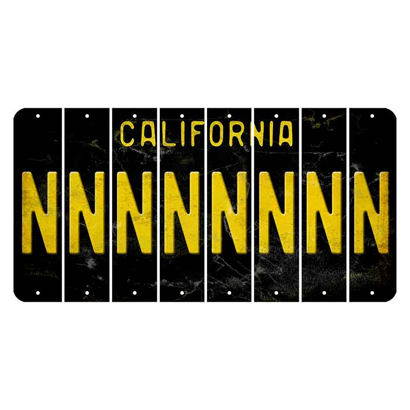 California Black Cut License Plate Strips (Set of 8) N