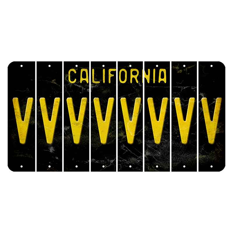 California Black Cut License Plate Strips (Set of 8) V