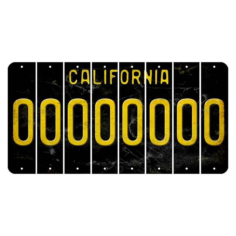 California Black Cut License Plate Strips (Set of 8) 0