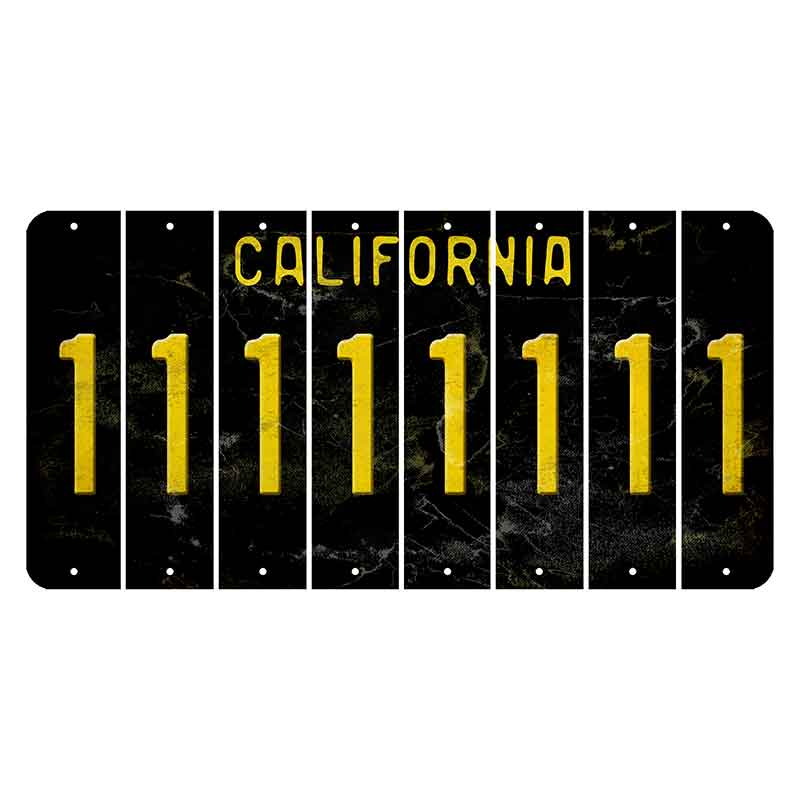 California Black Cut License Plate Strips (Set of 8) 1