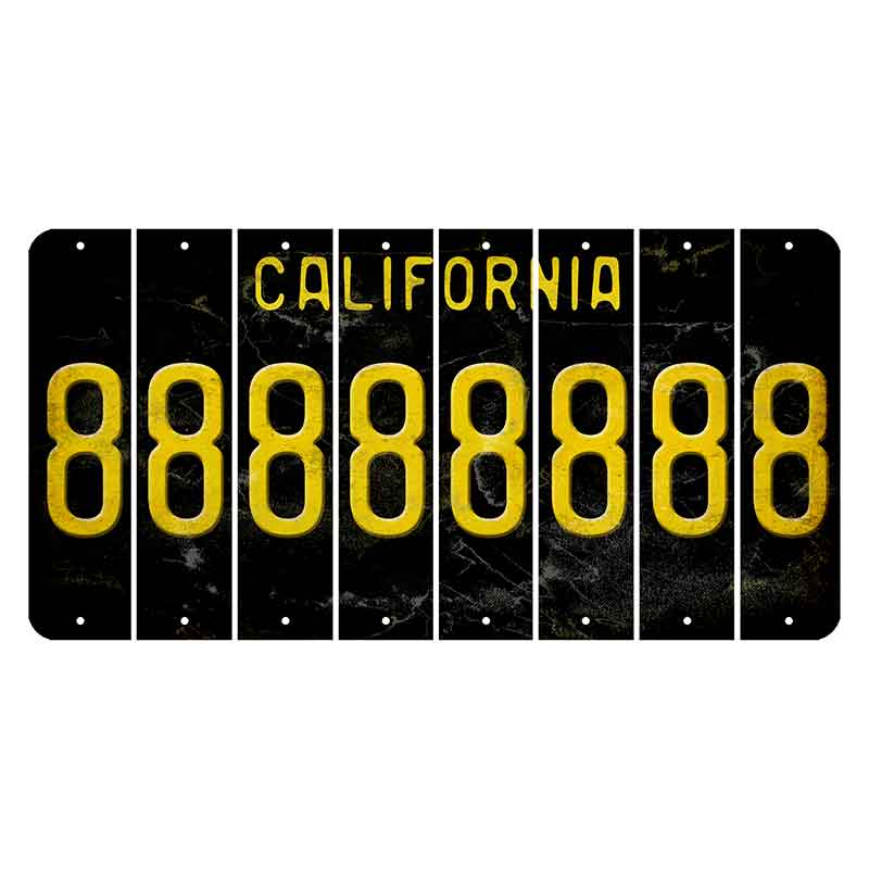 California Black Cut License Plate Strips (Set of 8) 8