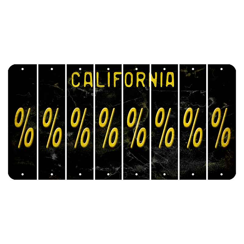 California Black Cut License Plate Strips (Set of 8) Percent Sign