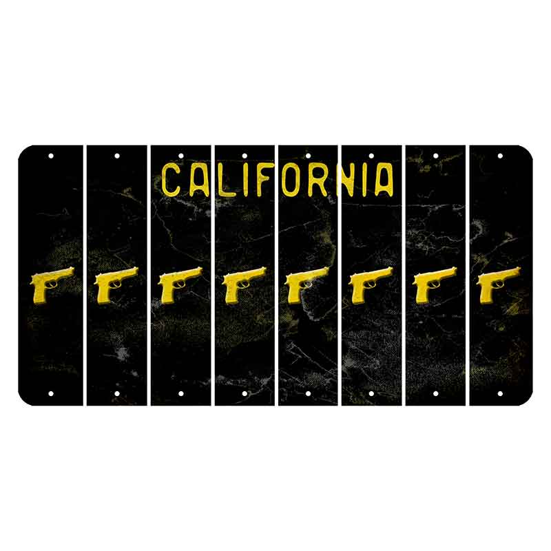 California Black Cut License Plate Strips (Set of 8) Handgun