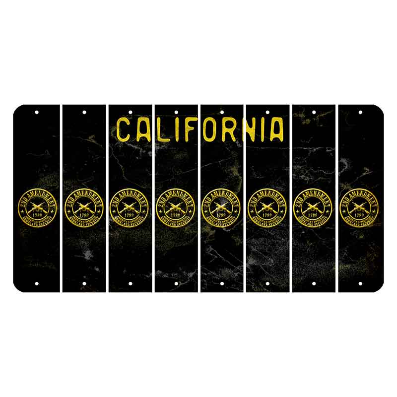California Black Cut License Plate Strips (Set of 8) 2nd Amendment