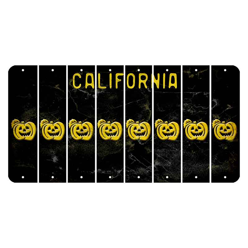California Black Cut License Plate Strips (Set of 8) Pumpkin
