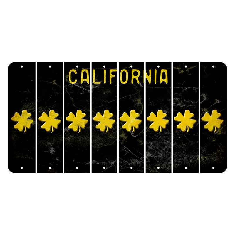 California Black Cut License Plate Strips (Set of 8) Shamrock