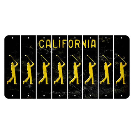 California Black Cut License Plate Strips (Set of 8) Male Golfer