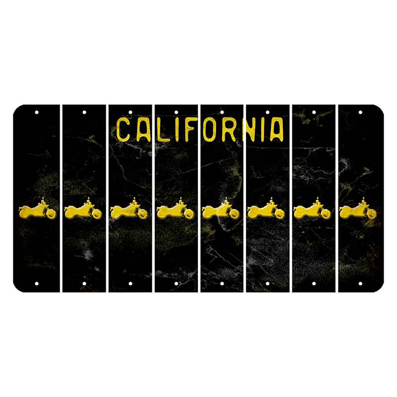 California Black Cut License Plate Strips (Set of 8) Motorcycle