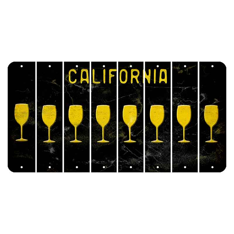California Black Cut License Plate Strips (Set of 8) Whale