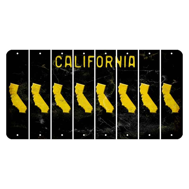 California Black Cut License Plate Strips (Set of 8) State Flag