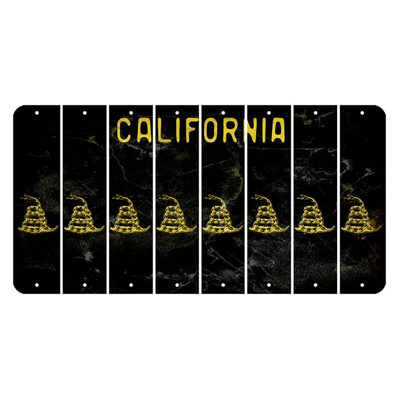 California Black Cut License Plate Strips (Set of 8) Gadsden