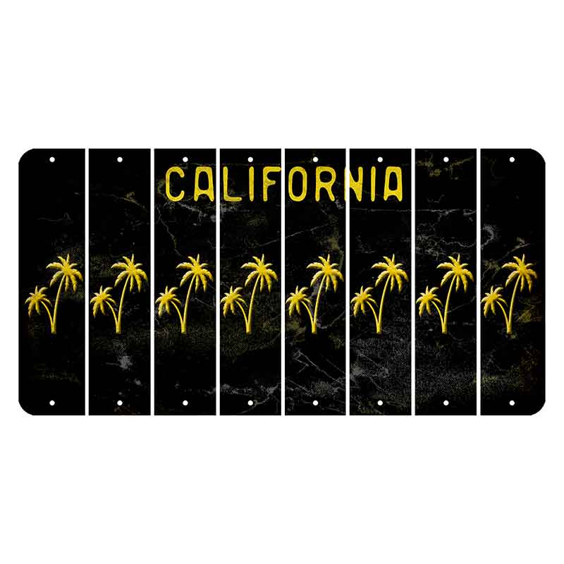 California Black Cut License Plate Strips (Set of 8) Palm Trees