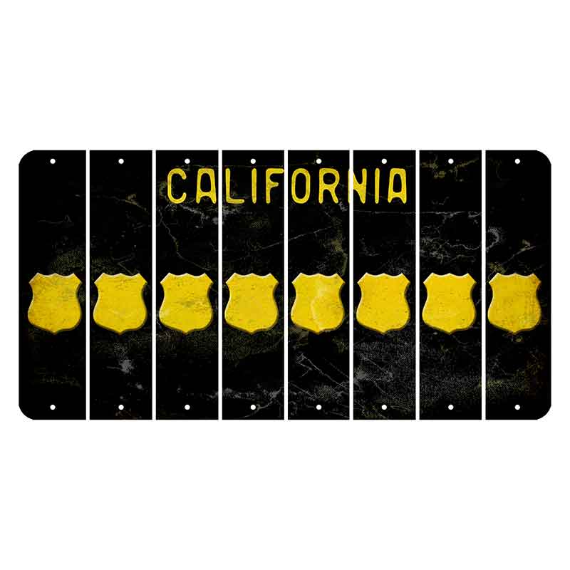 California Black Cut License Plate Strips (Set of 8) Police Badge