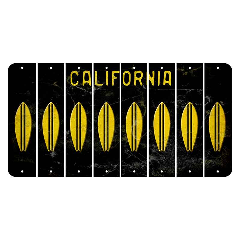 California Black Cut License Plate Strips (Set of 8) Submachine Gun