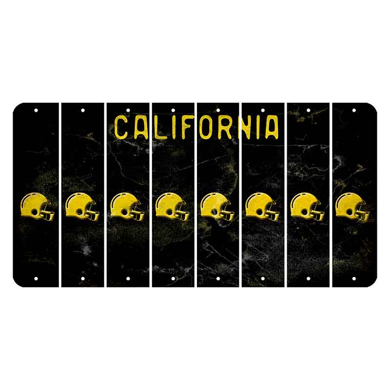 California Black Cut License Plate Strips (Set of 8) Football Helmet