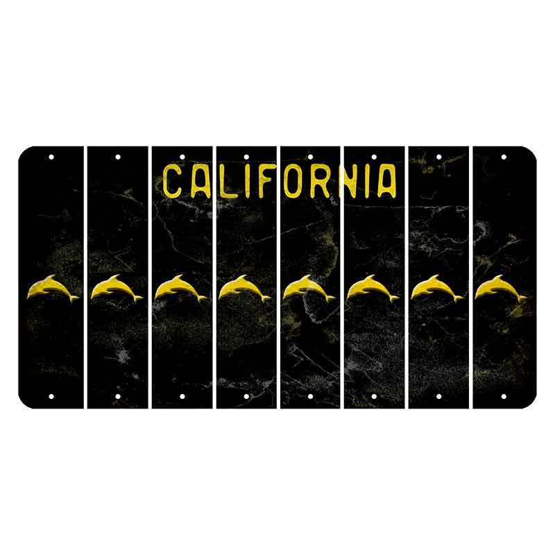 California Black Cut License Plate Strips (Set of 8) Dolphin