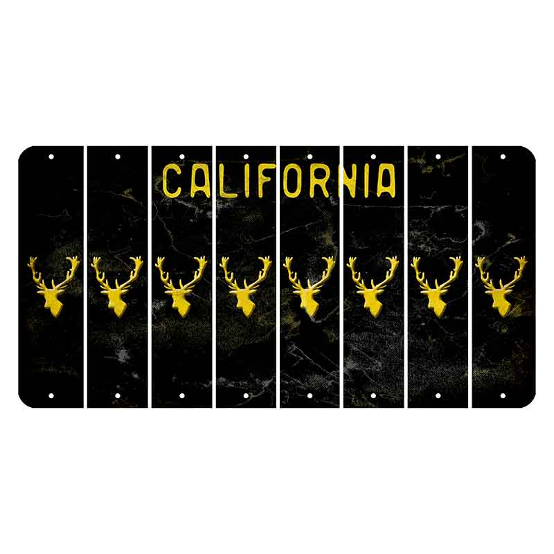 California Black Cut License Plate Strips (Set of 8) Elk