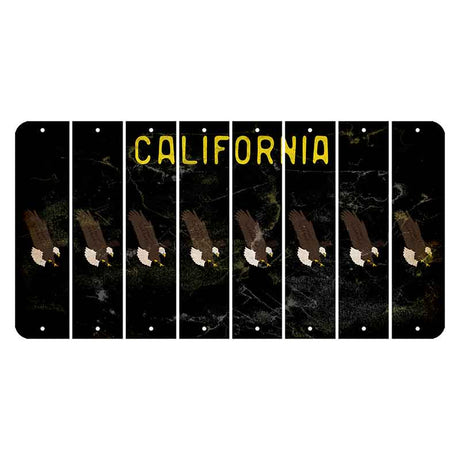 California Black Cut License Plate Strips (Set of 8) Bald Eagle