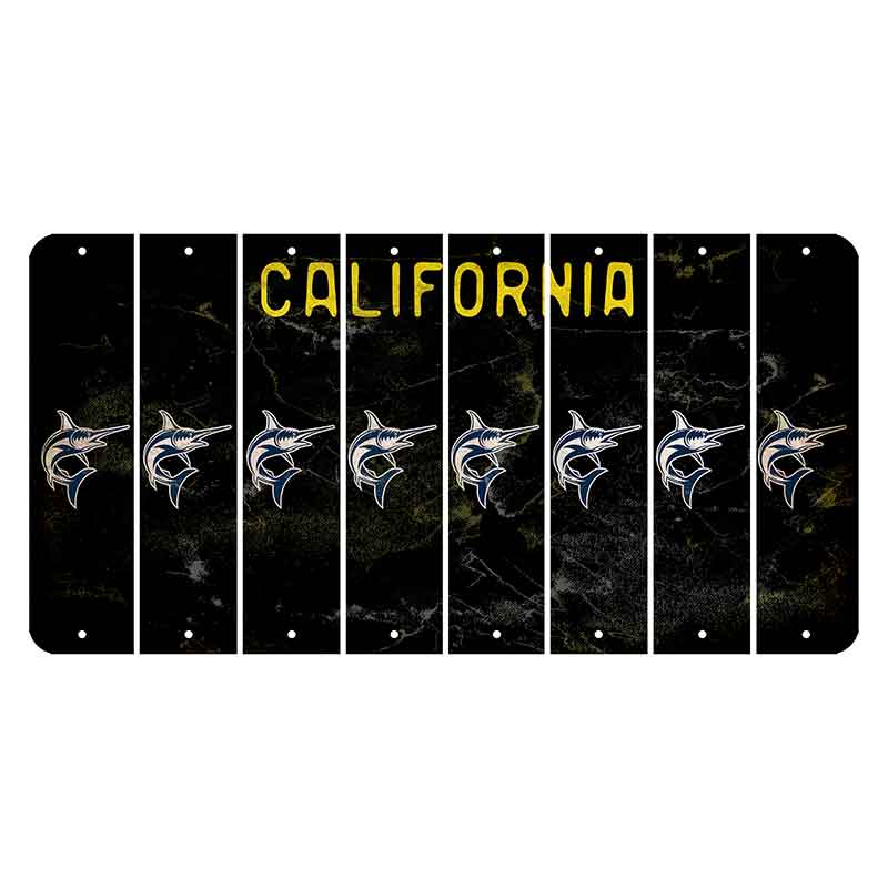 California Black Cut License Plate Strips (Set of 8) Sugar Skull