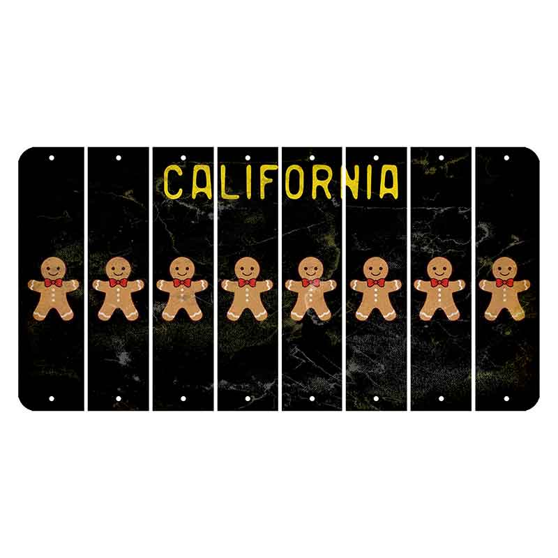 California Black Cut License Plate Strips (Set of 8) Gingerbread Man