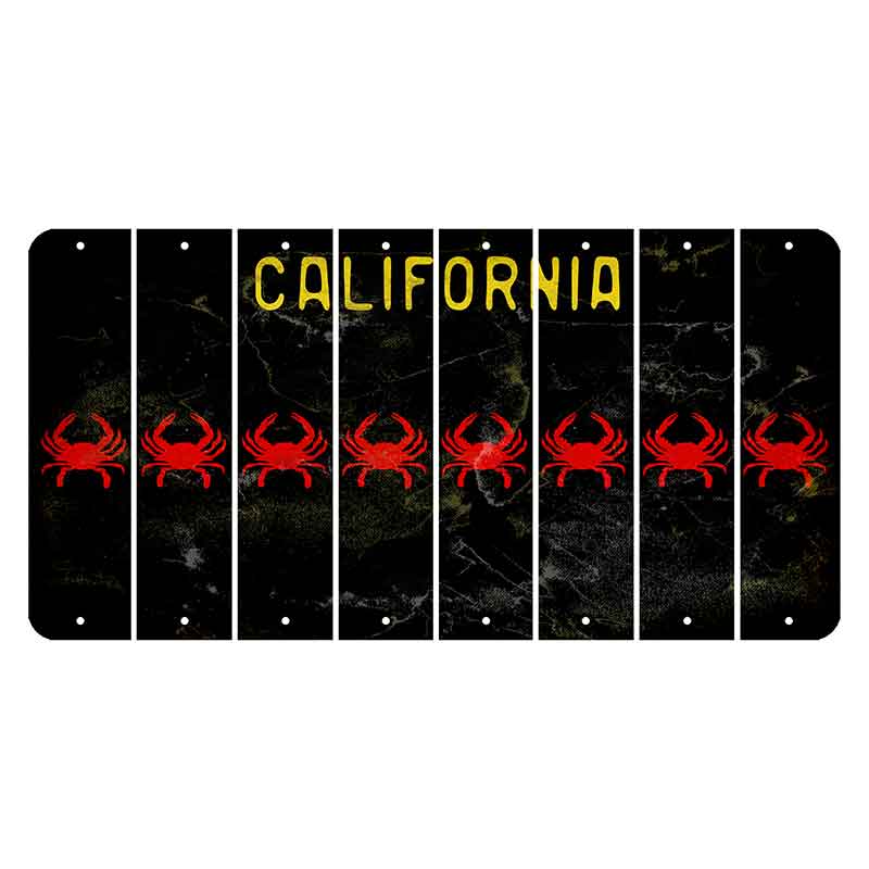 California Black Cut License Plate Strips (Set of 8) Crab