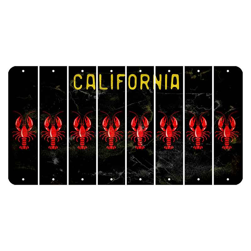 California Black Cut License Plate Strips (Set of 8) Lobster