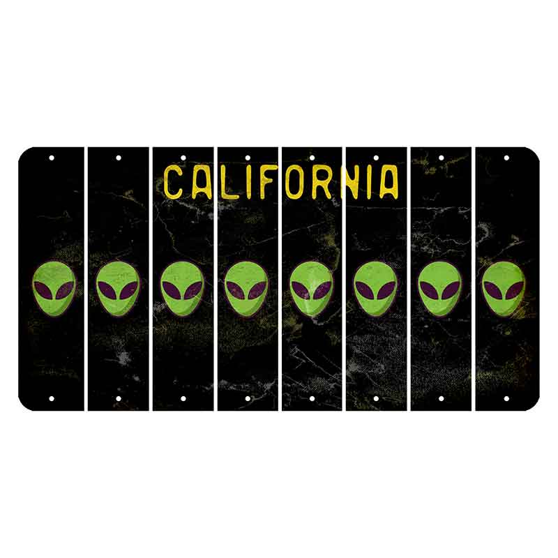 California Black Cut License Plate Strips (Set of 8) Alien