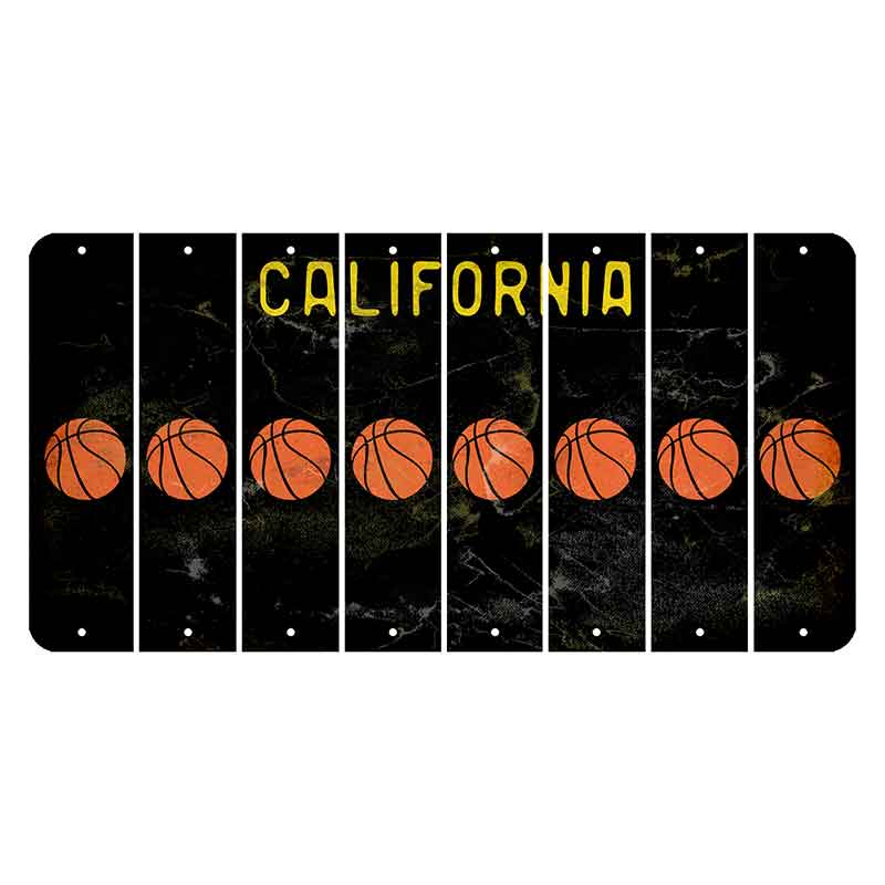 California Black Cut License Plate Strips (Set of 8) Basketball