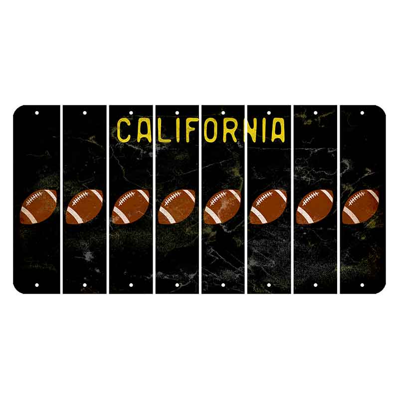California Black Cut License Plate Strips (Set of 8) Football